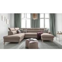 Rozkládací sedačka Simone, levé provedení - béžová, Moderní, dřevo/textil (321/82/95/208cm)