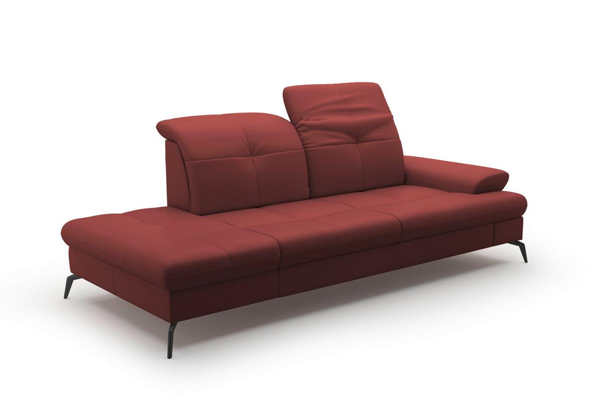 Récamiere Amica E, Rotbraun B: 231 Cm - Rotbraun/Schwarz, KONVENTIONELL, Leder (231/90/122cm) - Sit & More