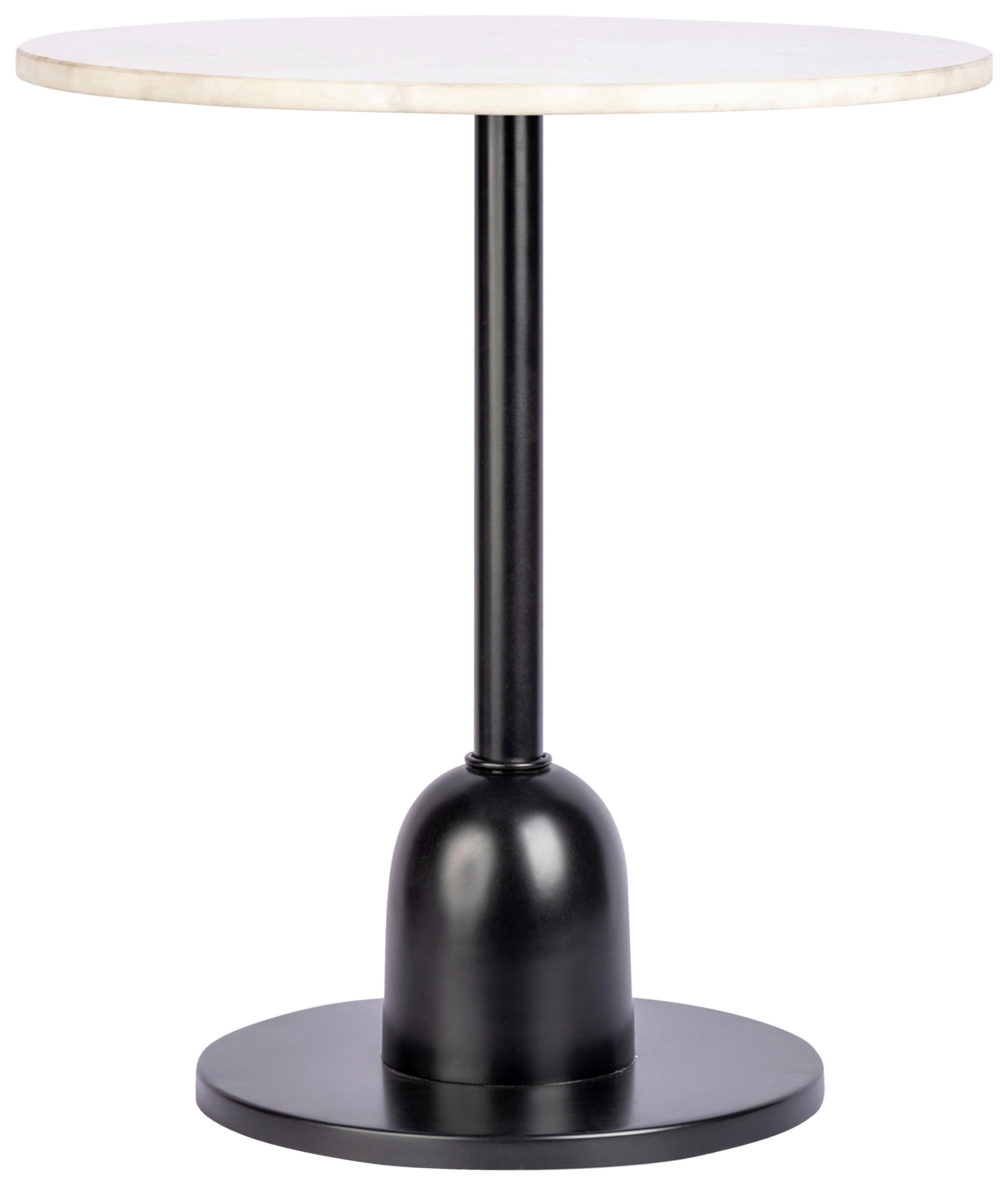 Beistelltisch Gordon 125 Schwarz/weiß B: 48 Cm - Schwarz/Weiß, Design, Stein/Metall (46/48cm) - Kayoom