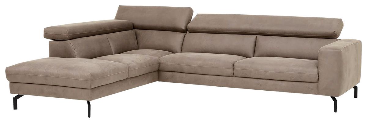 Ecksofa California - Beige/Schwarz, MODERN, Textil (233/305cm) - Trendmanufaktur