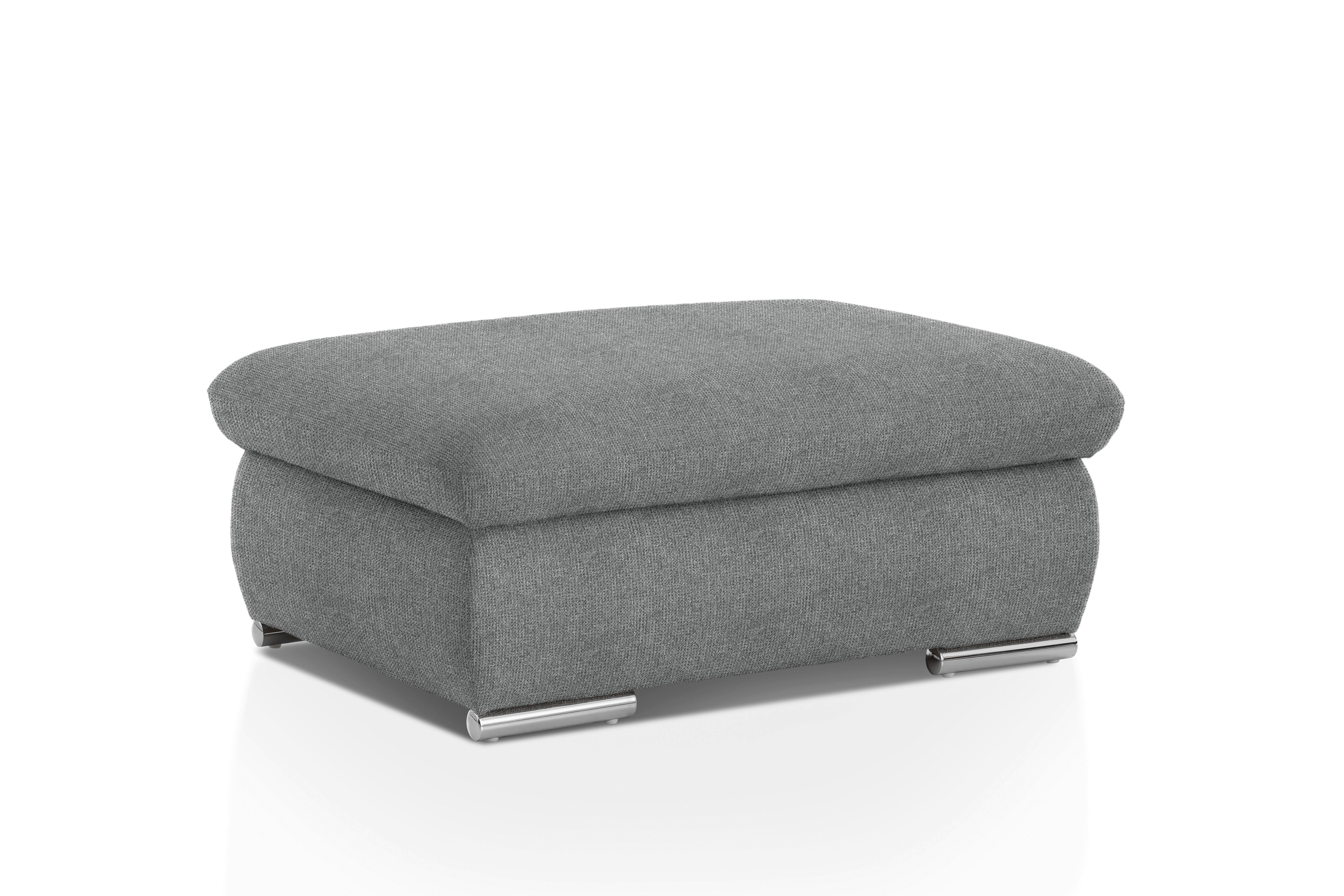 Polsterhocker Isona Dunkelgrau Chenille - Chromfarben/Dunkelgrau, Design, Textil (101/45/74cm) - Livetastic