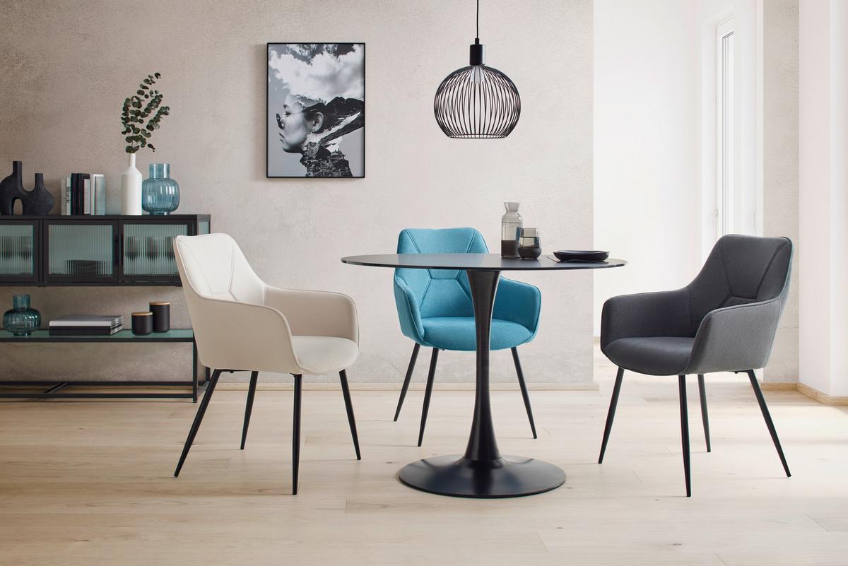 Židle s područkami béžová - černá/béžová, Moderní, kov/dřevo (57/85/60cm) - Mömax