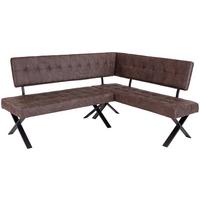Eckbank Vintage Braun Lederlook Donna 200x150 Cm - Anthrazit/Braun, MODERN, Textil/Metall (200/150cm)