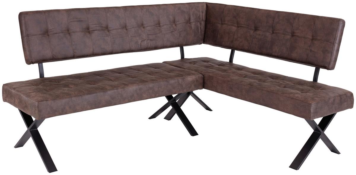 Eckbank Vintage Braun Lederlook Donna 200x150 Cm - Anthrazit/Braun, MODERN, Textil/Metall (200/150cm)