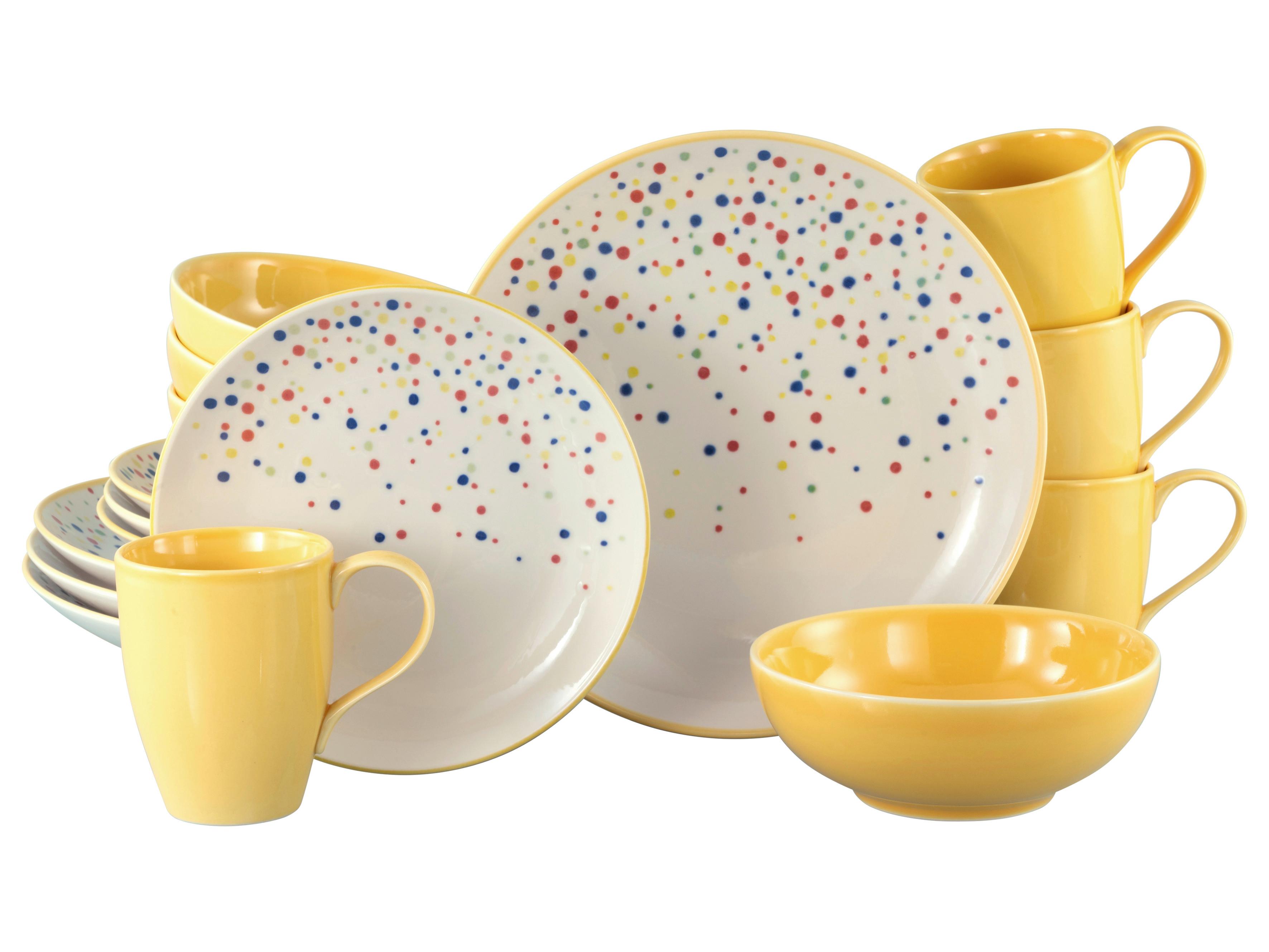 Kombiservice Joy Gelb-bunt Creme, Gelb 16--Teilig - Gelb/Creme, Basics, Keramik (36/35,5/33null) - Creatable