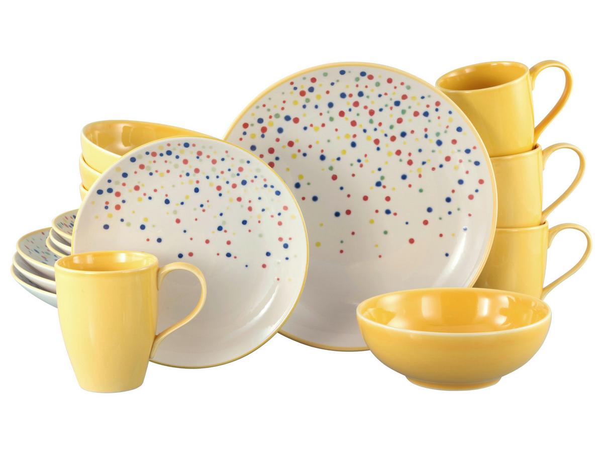 Kombiservice Joy Gelb-bunt Creme, Gelb 16--Teilig - Gelb/Creme, Basics, Keramik (36/35,5/33null) - Creatable