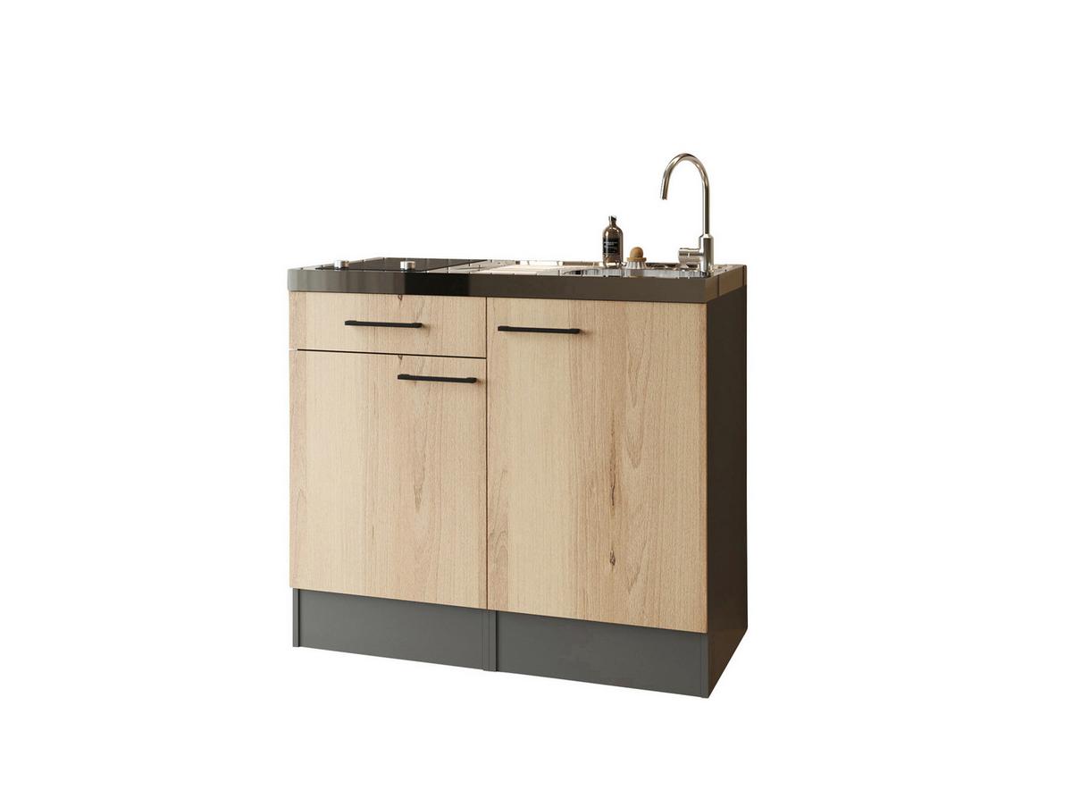 MINIKÜCHE Oliver, Grau Artisan B: 100 cm - Eiche Artisan/Grau, Trend, Holzwerkstoff (100cm) - Respekta