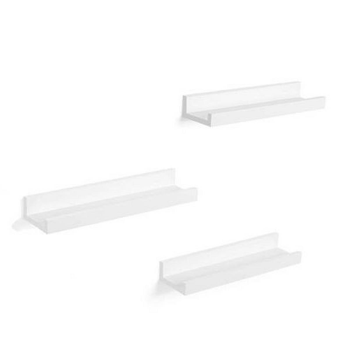 Hängeregal 3er Set B: 38 cm, Weiß - Weiß, Basics, Holzwerkstoff (38/5/10cm) - Boxxx