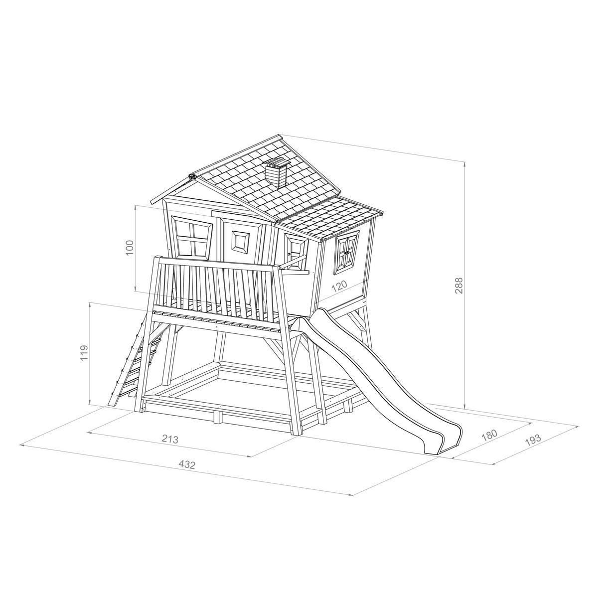 Spielturm A030.150.11 - Hellgrün/Braun, KONVENTIONELL, Holz (432/288/193cm) - Ambia Garden