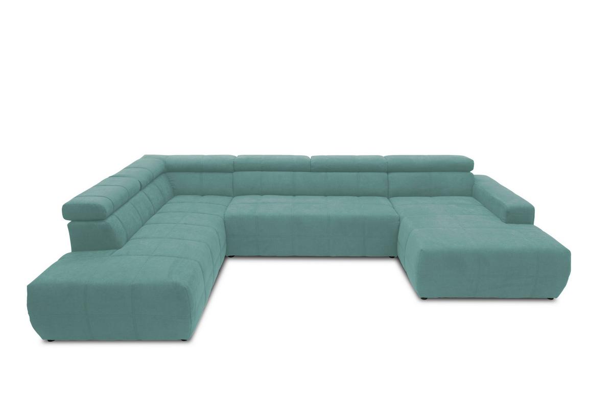 Wohnlandschaft Brandon Kopfteilverstellung Mintgrün - Schwarz/Mintgrün, Design, Textil (228/359/175cm) - MID.YOU