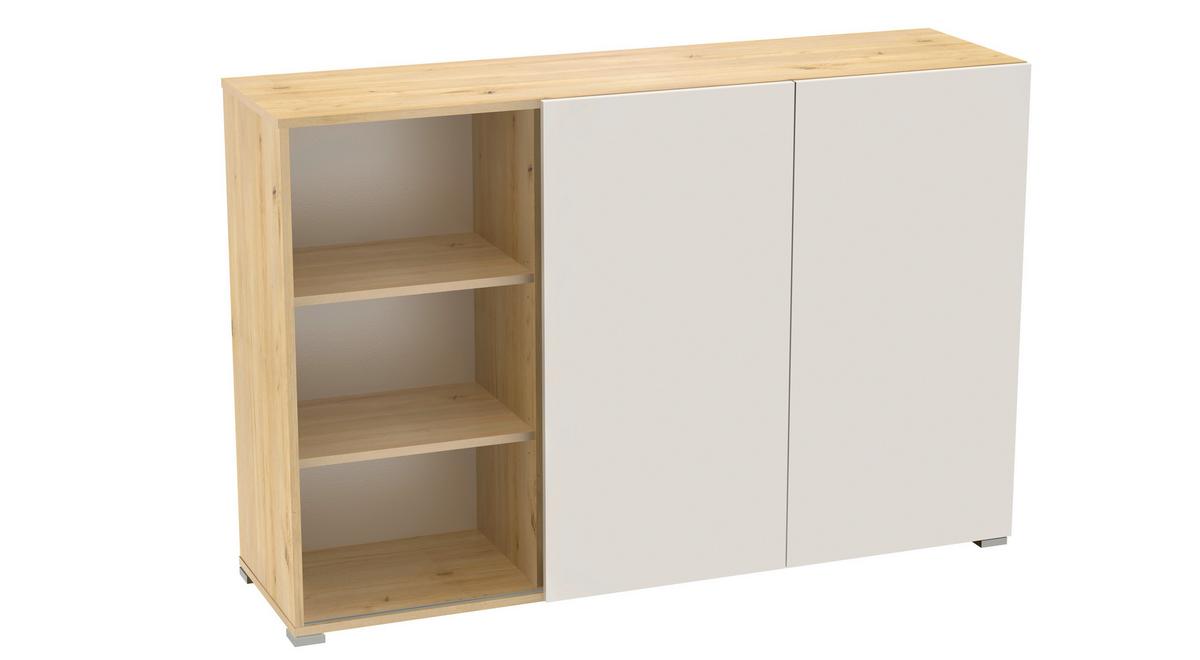 Kommode Tyler 1 Kaschmir/Eiche Artisan 140 cm - Kaschmir/Silberfarben, MODERN, Holzwerkstoff (140/93,1/39,8cm)