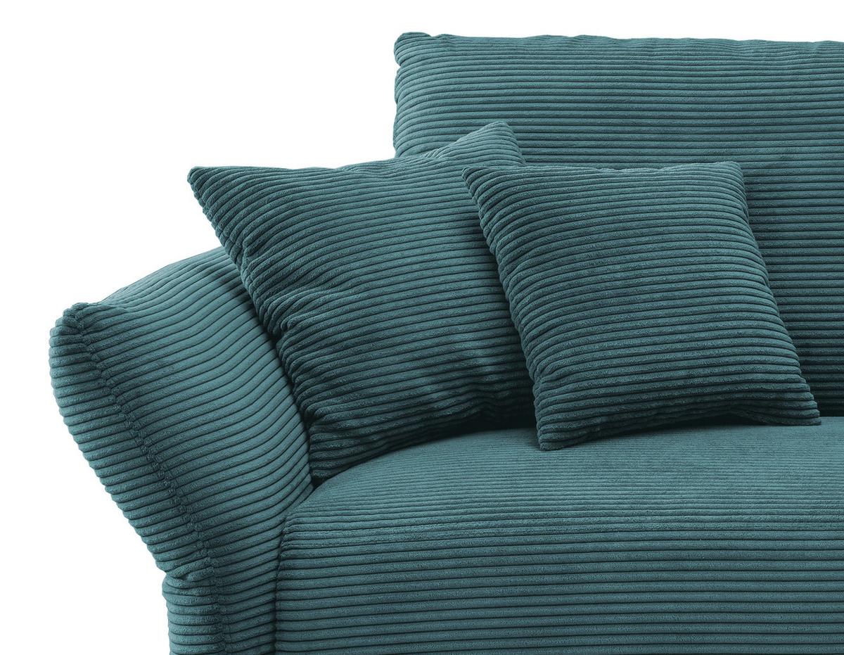 Ecksofa Vanilla Petrol S: 294x256 cm - Petrol/Schwarz, Design, Textil (294/256cm) - Livetastic