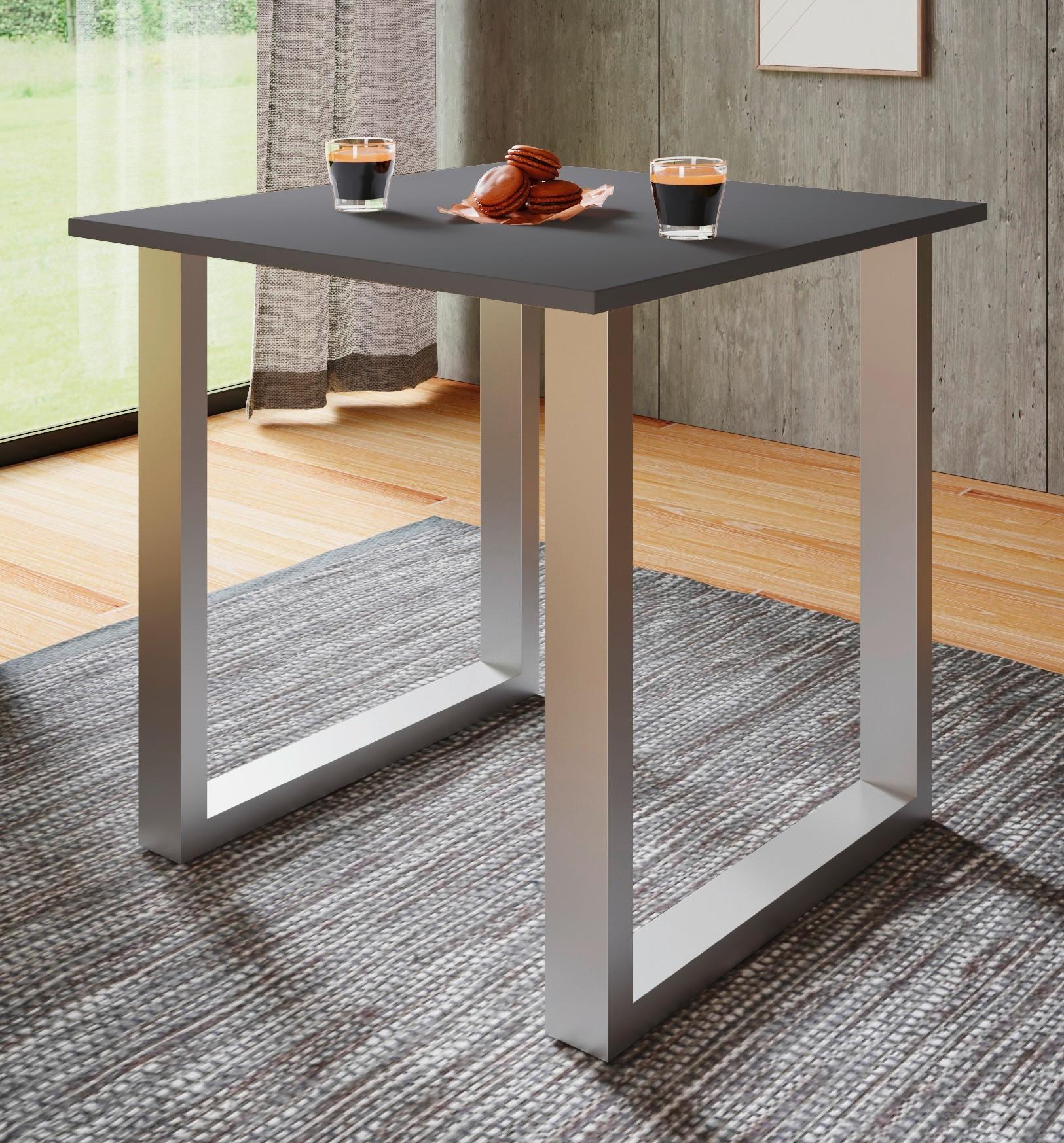 Schreibtisch Lona Silber, Weiß B: 50 cm - Anthrazit/Silberfarben, Design, Holzwerkstoff/Metall (80/50/76cm) - MID.YOU