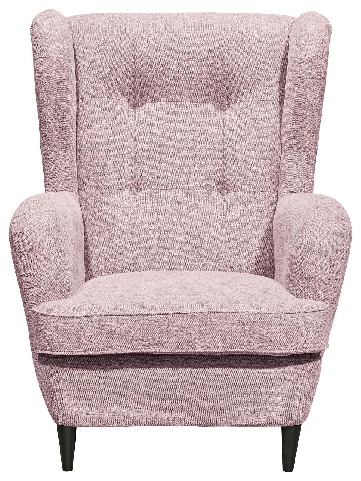 Ohrensessel Oskar Webstoff Flamingofarben - Hellrosa/Schwarz, Basics, Holzwerkstoff/Textil (78/102/98cm) - MID.YOU