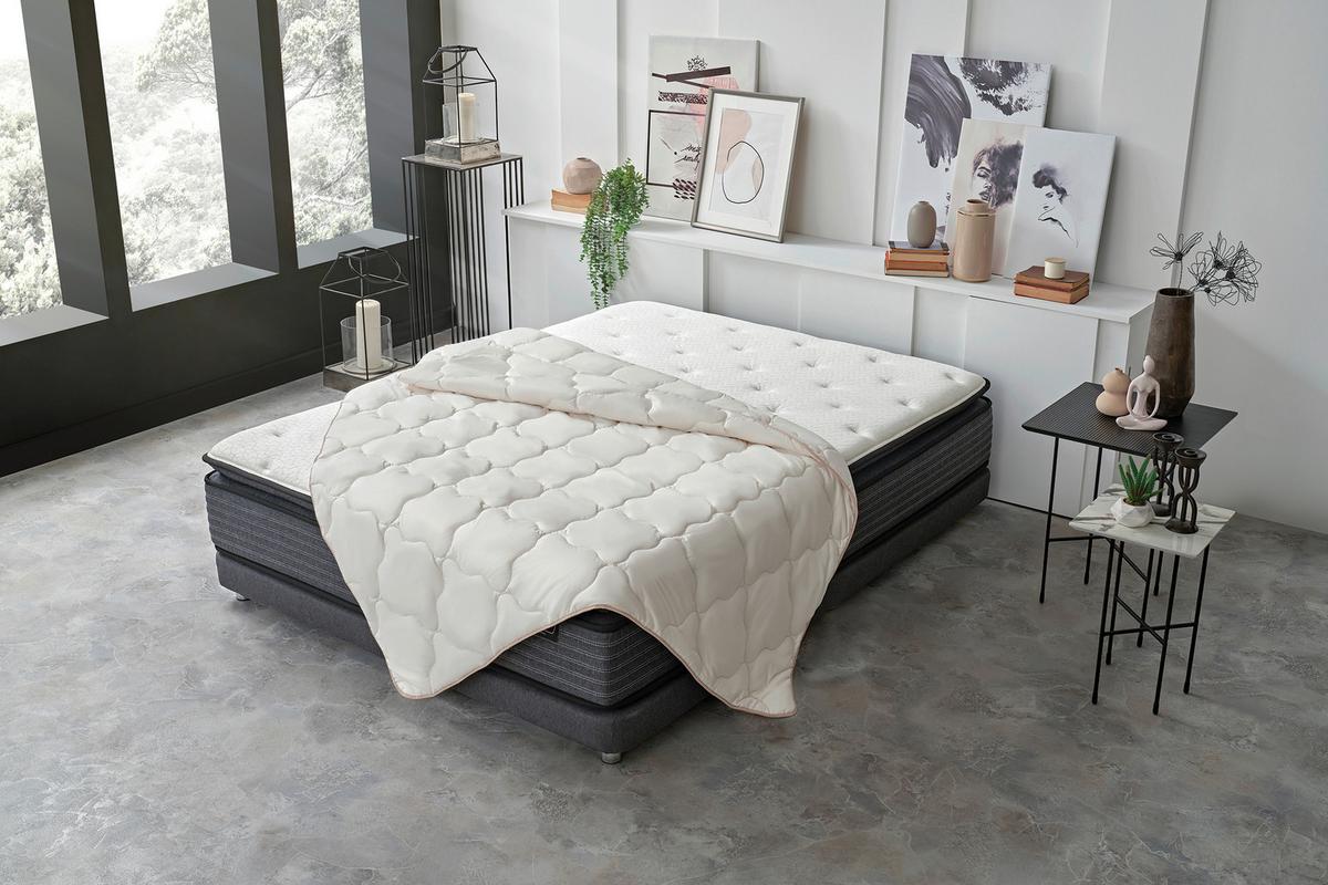 Bettdecke Superwashed Wolle - Weiß, Basics, Textil (155/220/17,33cm) - Yatas