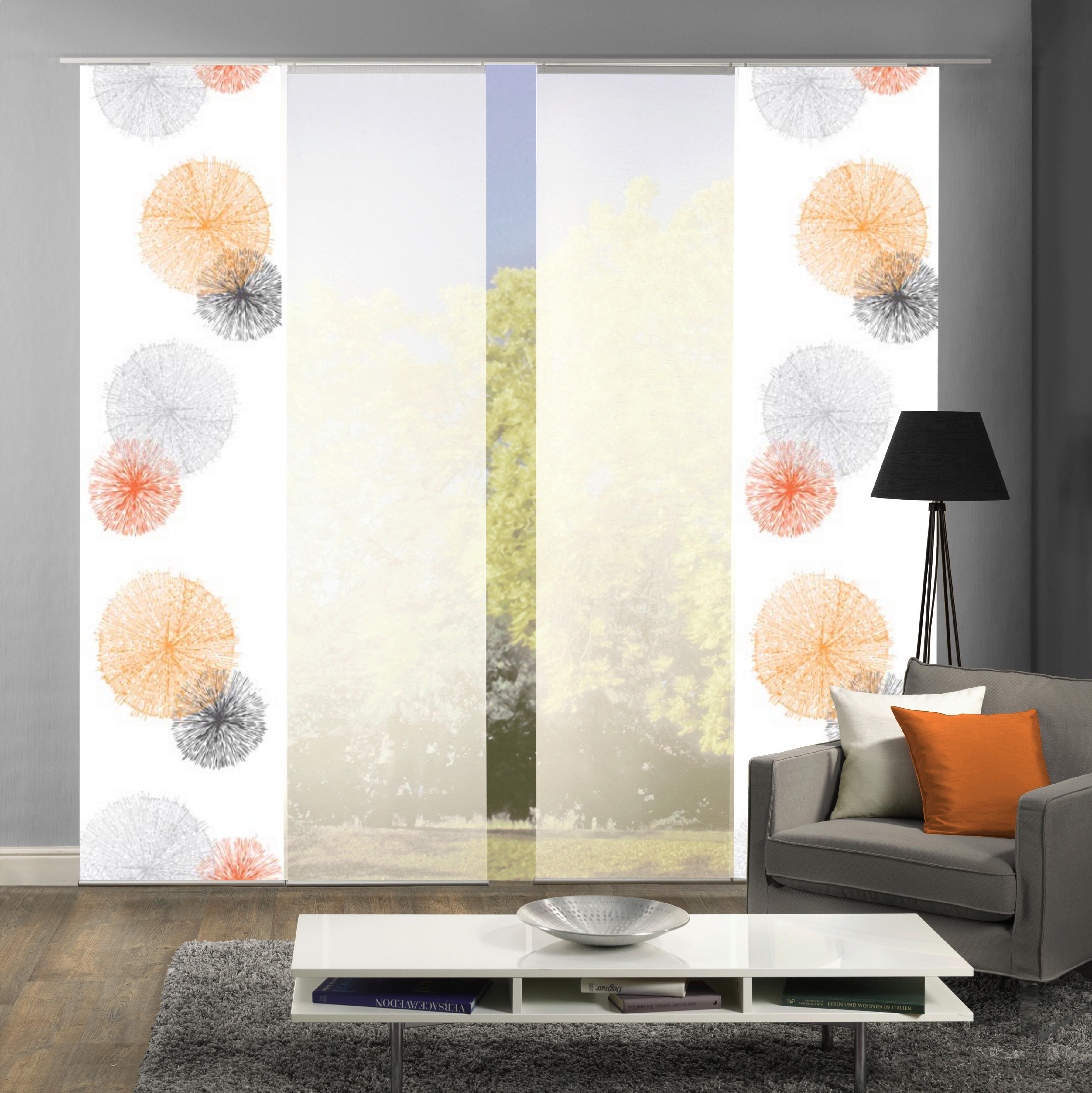 Flächenvorhang 4-tlg. Rawlins 60 Cm, Orange - Orange, Basics, Textil (60/245cm)