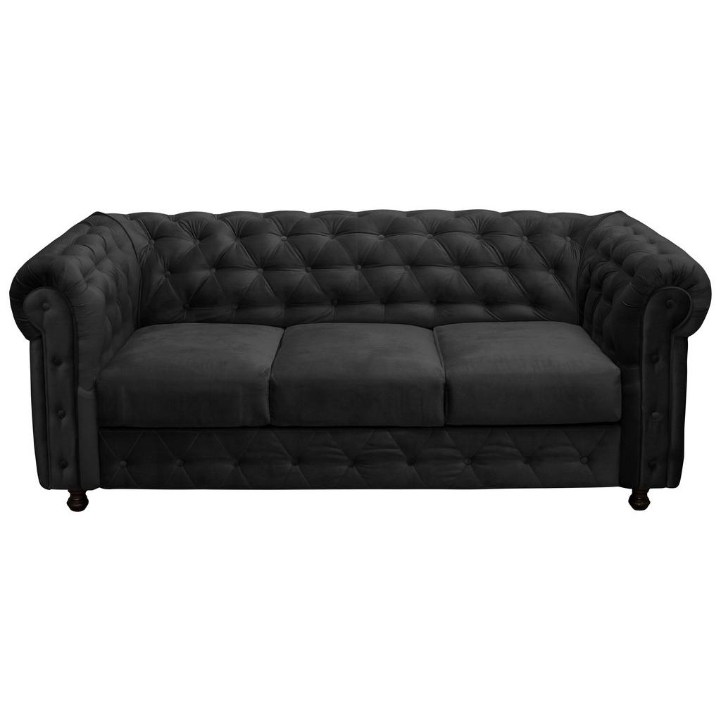 Chesterfield-Sofa Cardiff Anthrazit 3-Sitzer Samt