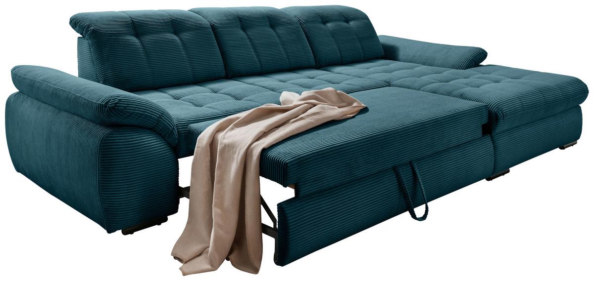Ecksofa mit Bettkasten Rigatti Petrol S: 314x184 cm - Petrol/Schwarz, MODERN, Textil (314/184cm) - Livetastic