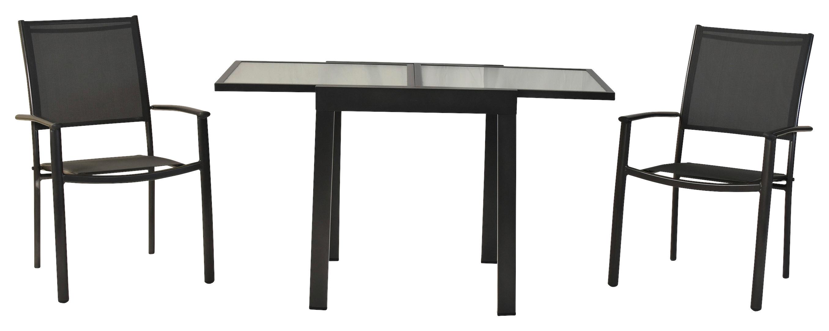 Gartenset Milano - Graphitfarben/Grau, MODERN, Textil/Metall - Gardenson