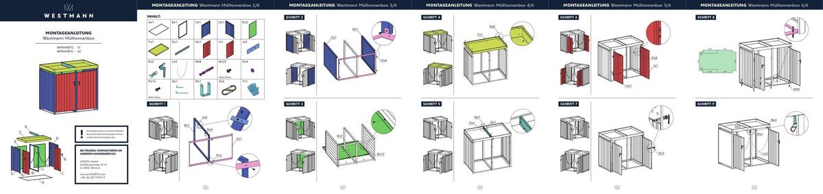 Mülltonnenbox Mülltonnenbox 2-Fach 240 Liter - Anthrazit/Naturfarben, Basics, Metall (84/125/134cm)