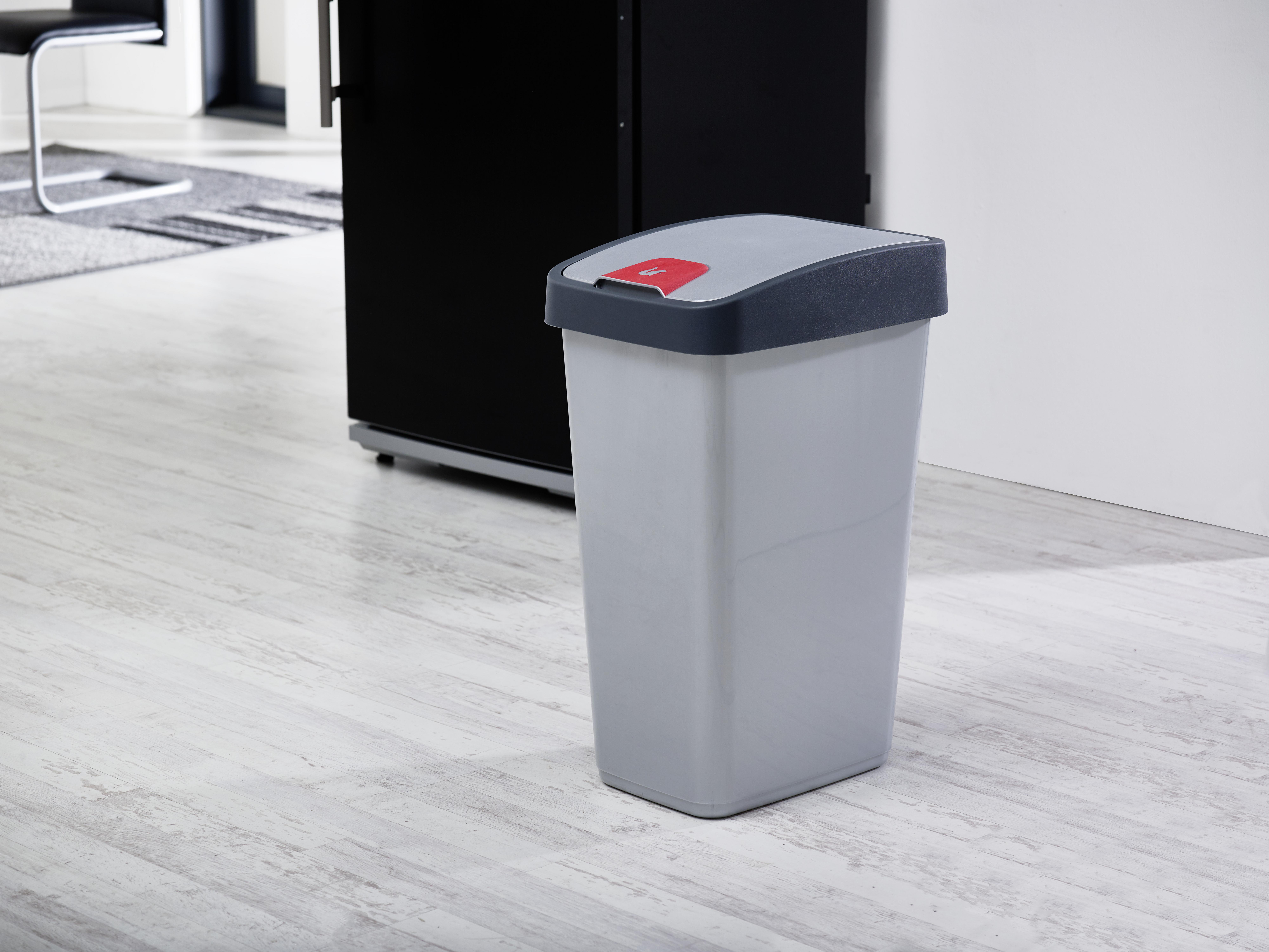 Mülleimer Magne Mit Deckel 45 L Kunststoff Silber/grau - Silberfarben, KONVENTIONELL, Kunststoff (40/30/61,5cm)