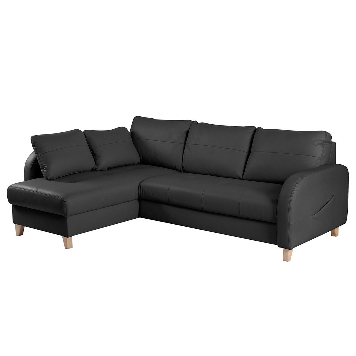 Ecksofa Compact Schwarz S: 227x168 Cm - Buchefarben/Schwarz, Design, Leder/Textil (227/168cm) - Livetastic