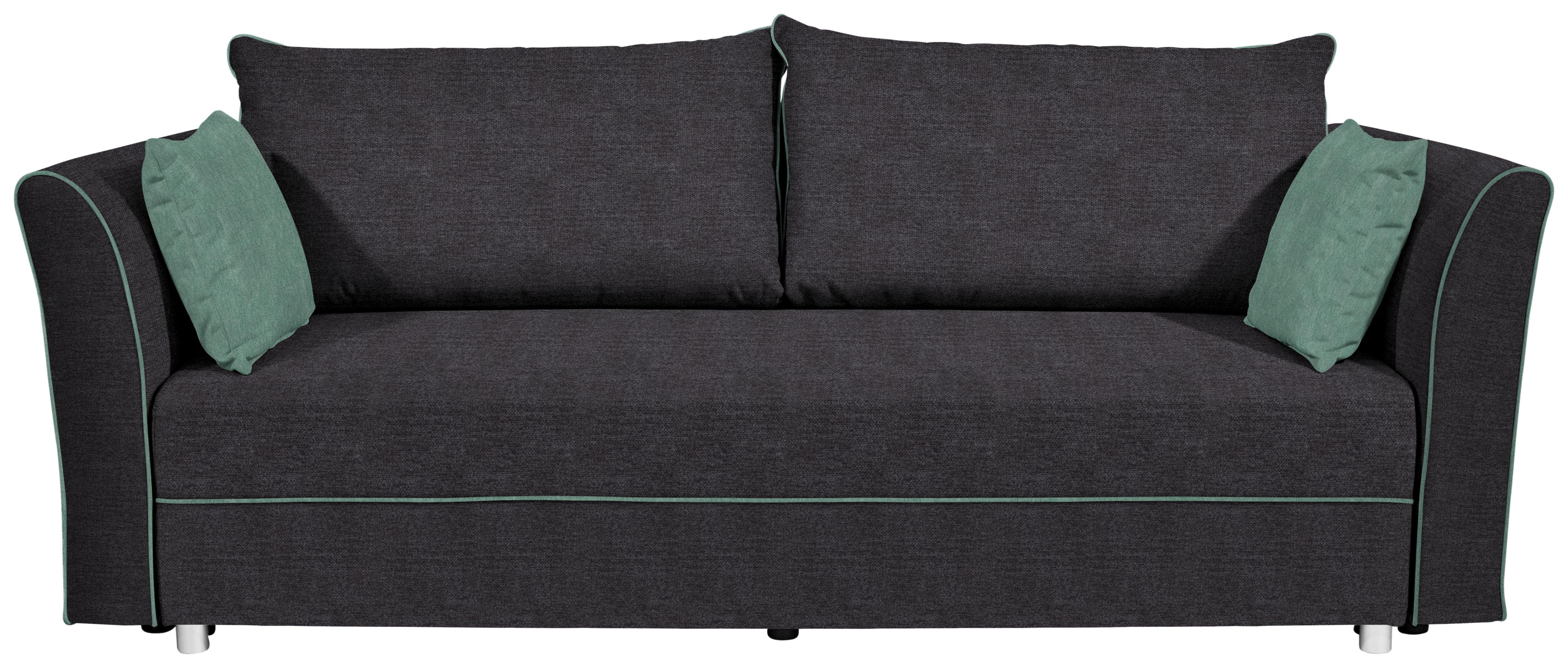 Schlafsofa Zora B: 232cm - Graphitfarben/Mintgrün, LIFESTYLE, Holz/Textil (232/81/99cm) - Luca Bessoni