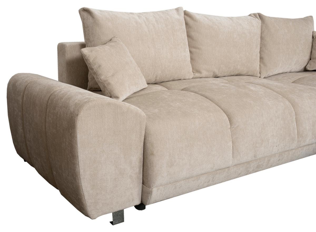 Eckschlafsofa Ramon Beige S: 296x182 cm - Chromfarben/Beige, Trend, Textil (296/182cm)
