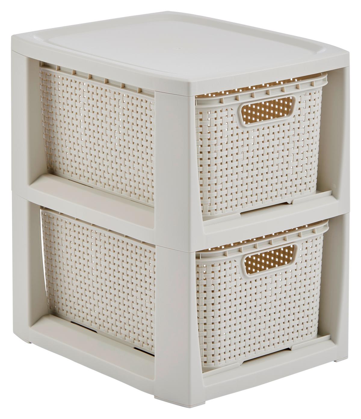 Fiókos Tároló Rattan - antracit/fehér, Basics (24,1/29,6/33cm) - Ondega