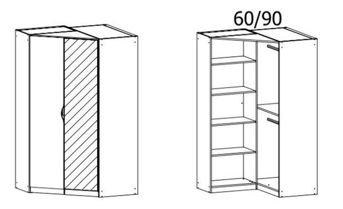 Eckschrank Mit Spiegel 117cm Freising, Weiß - Klar/Weiß, MODERN, Holzwerkstoff (117/197/104cm) - Rauch Möbel