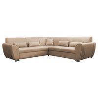 Ecksofa Delux Beige Mit Schlaffunktion Ottomane Links - Beige/Silberfarben, Design, Textil (266/266cm) - Livetastic