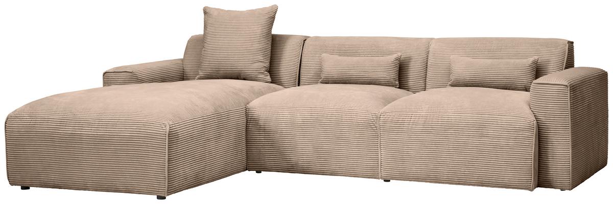 Ecksofa Pearl - Hellbraun/Schwarz, Design, Textil (196/303cm) - Livetastic