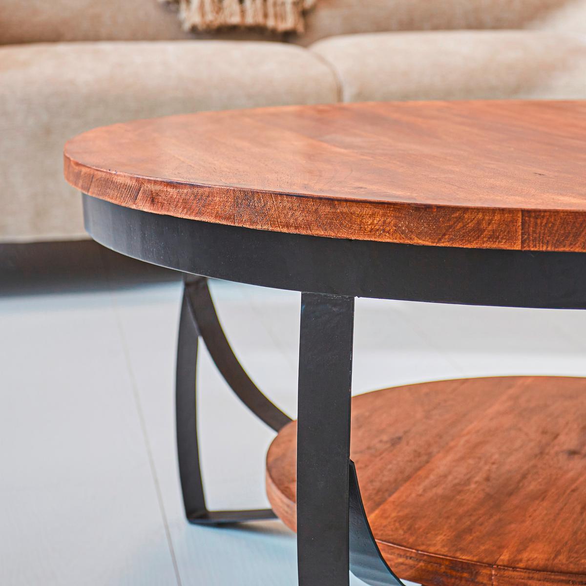 Couchtisch Ocala Braun/schwarz, 90 Cm - Schwarz/Braun, MODERN, Holz/Metall (90/90/44cm) - MID.YOU