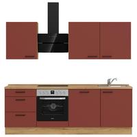 Küchenleerblock Easytouch High-Line, H9 Links - Eichefarben/Rot, MODERN, Holzwerkstoff (240cm) - Nobilia