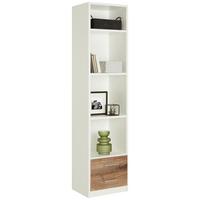 Regál YOUNG v dekoru bílá/dub Flagstaff - barvy dubu/barvy hliníku, Konvenční, kompozitní dřevo/plast (47/197/38cm)