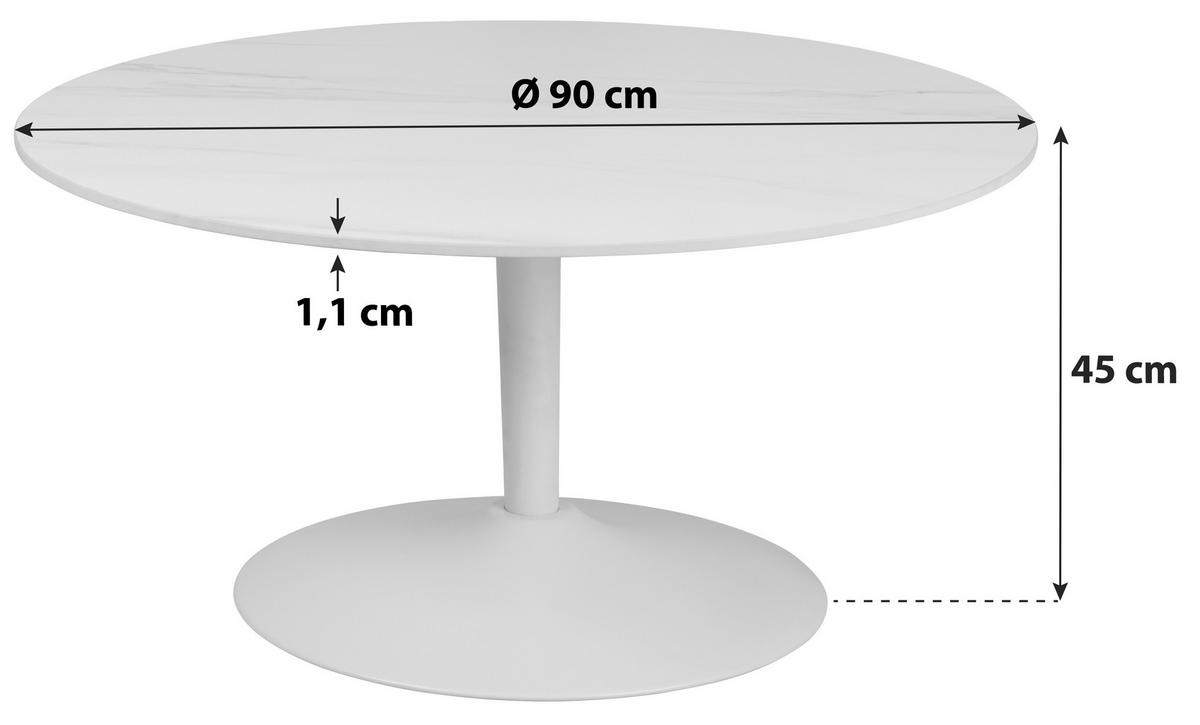 Konferenční stolek MALTA keramika bílá - bílá, Design, kov/keramika (90/45cm) - Livetastic