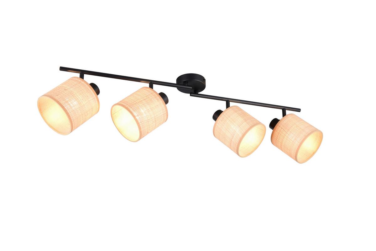 Strahler Aimee Naturfarben Schwarz B: 87,5 cm - Schwarz/Naturfarben, Natur, Textil/Metall (87,5/25/13cm)