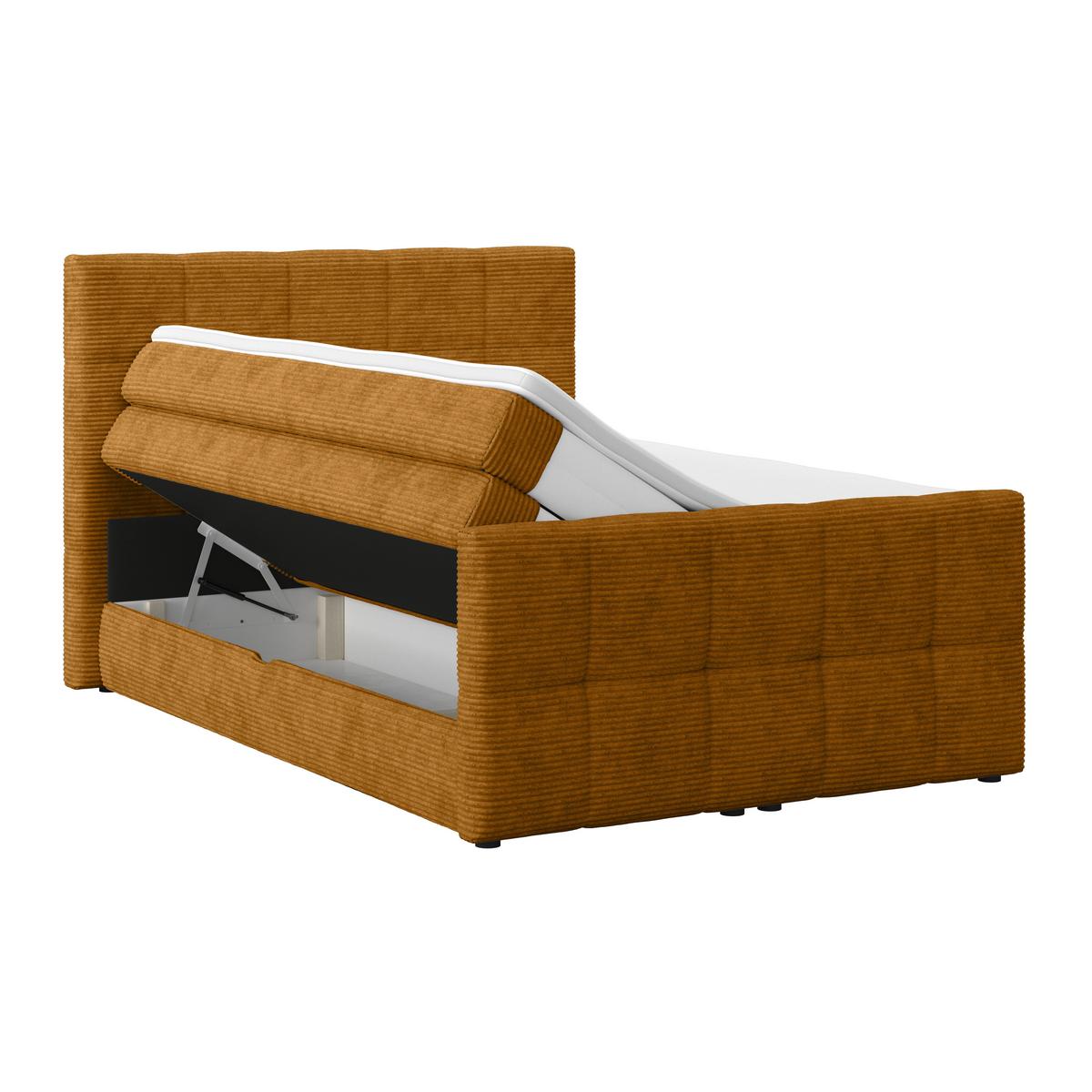 Boxspringbett Mit Topper & Bettkasten 140x200 Medino - Senfgelb, KONVENTIONELL, Holz/Holzwerkstoff (140/200cm)