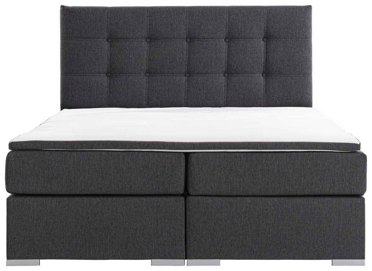 Boxbett Inez Hellgrau Lf: 160x200 cm - Silberfarben/Hellgrau, MODERN, Textil (160/200cm) - MID.YOU
