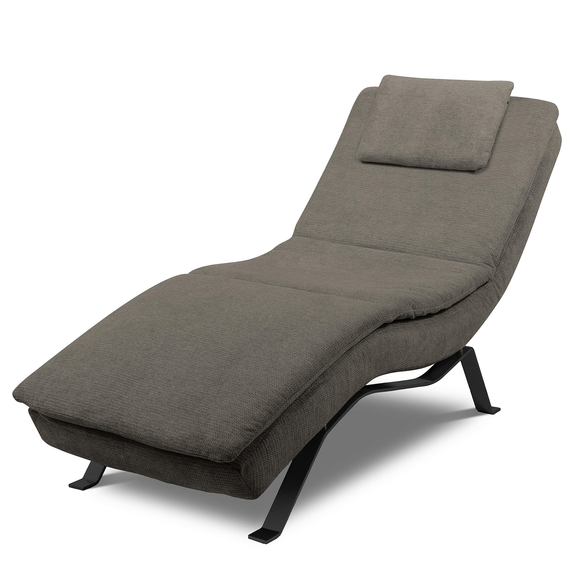 RELAXLIEGE Dunkelgrau, B: 65 cm - Dunkelgrau/Schwarz, Design, Leder (65/95/171cm) - Celina Home