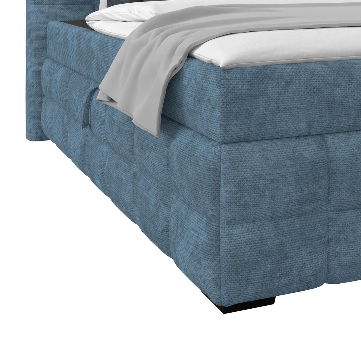 Čalouněná postel VEGA 180x200 cm, modrá - modrá/černá, Trend, dřevo/textil (180/200cm)