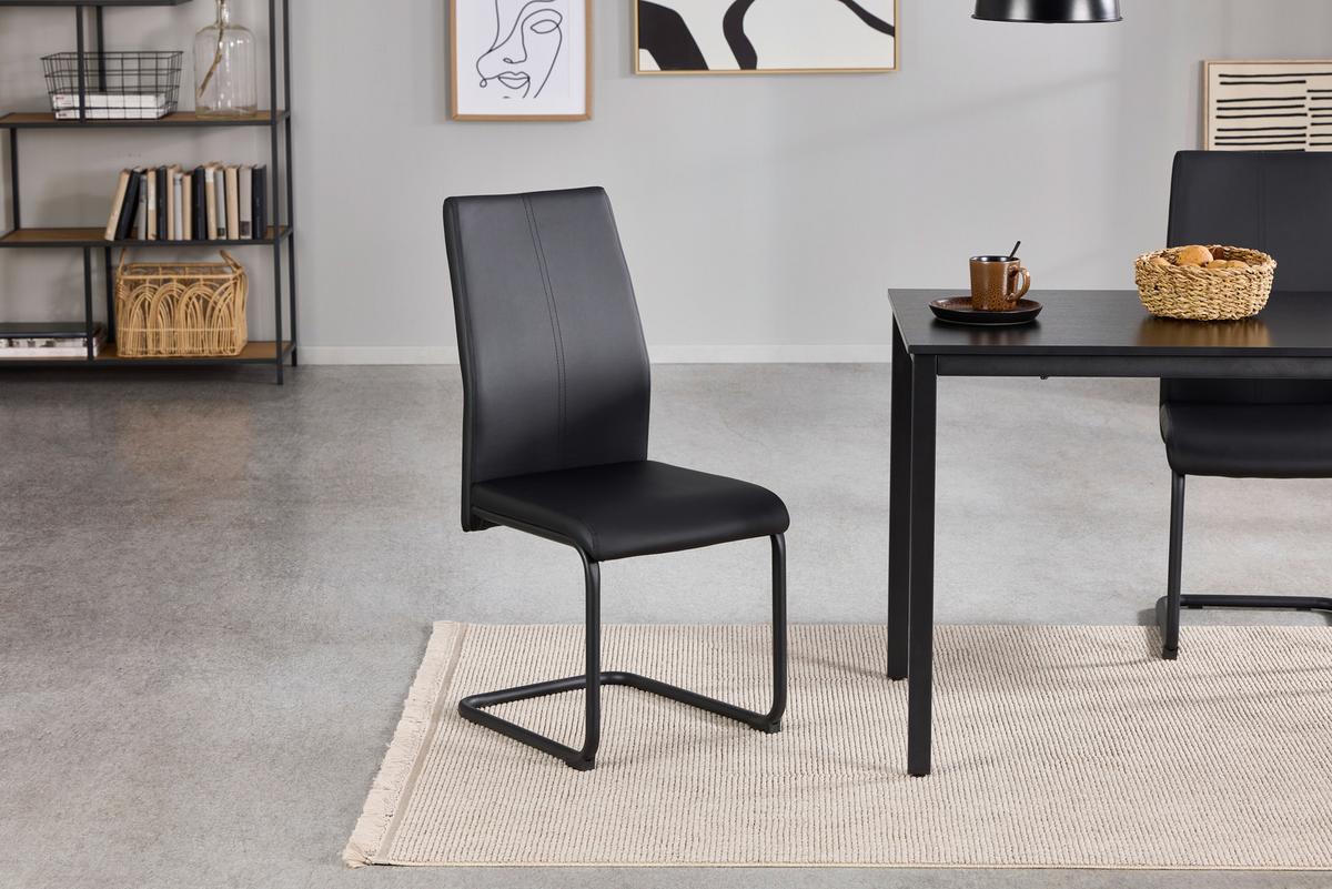 Schwingstuhl Anne Schwarz Lederlook - Schwarz, KONVENTIONELL, Textil/Metall (44/96/57cm)