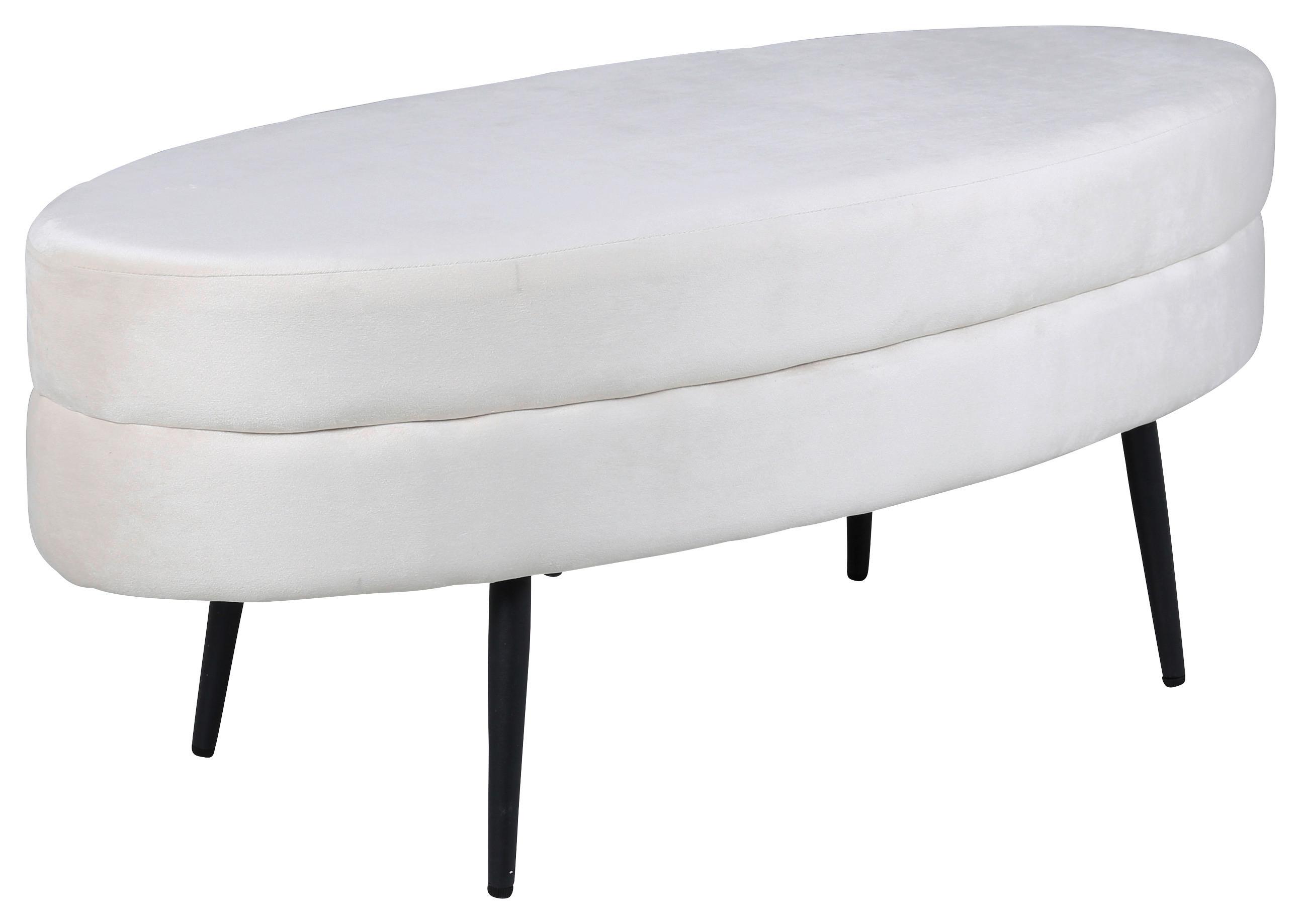 Hockerbank Otto - Creme, Design, Textil/Metall (100/41/40cm) - Livetastic