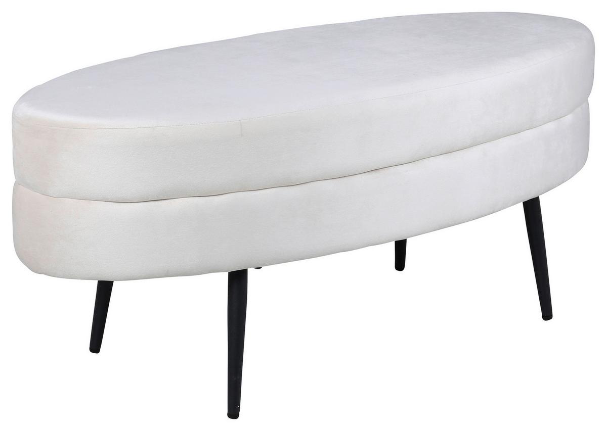 Hockerbank Otto - Creme, Design, Textil/Metall (100/41/40cm) - Livetastic