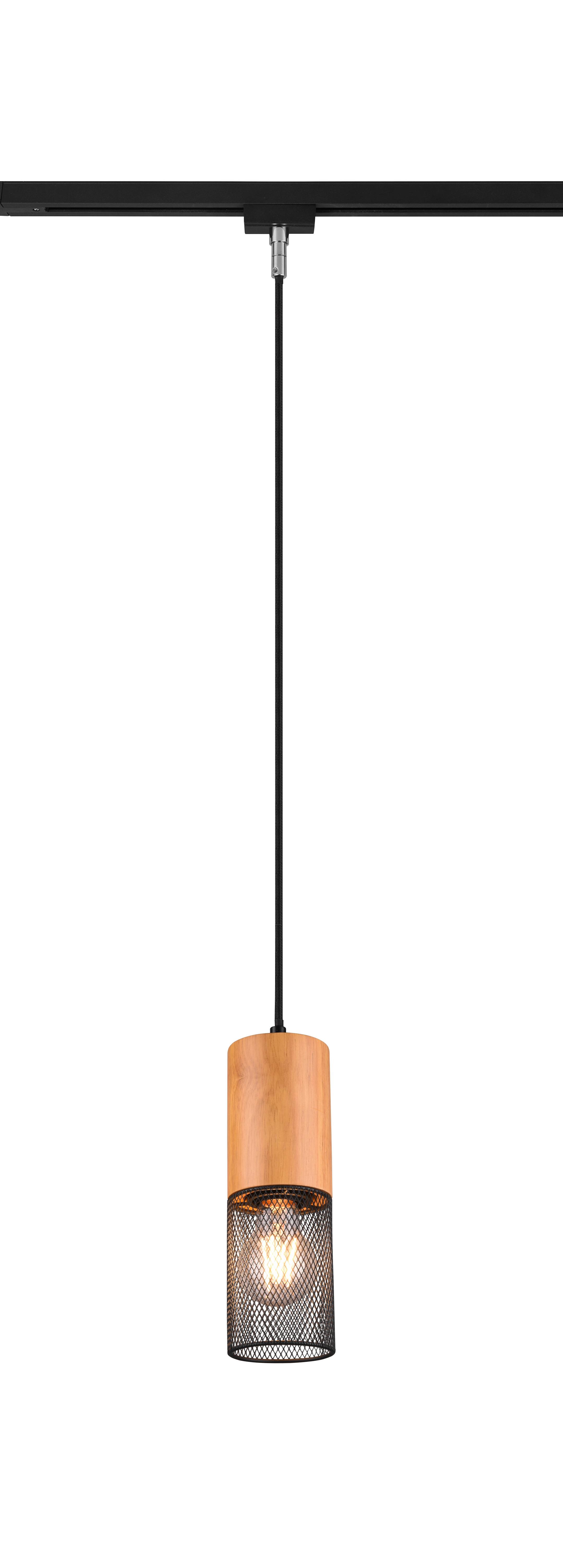 Hängeleuchte Duoline H: 180 cm 1-Flammig mit Holz - Schwarz, Natur, Holz/Metall (8,0/180cm) - Trio Leuchten
