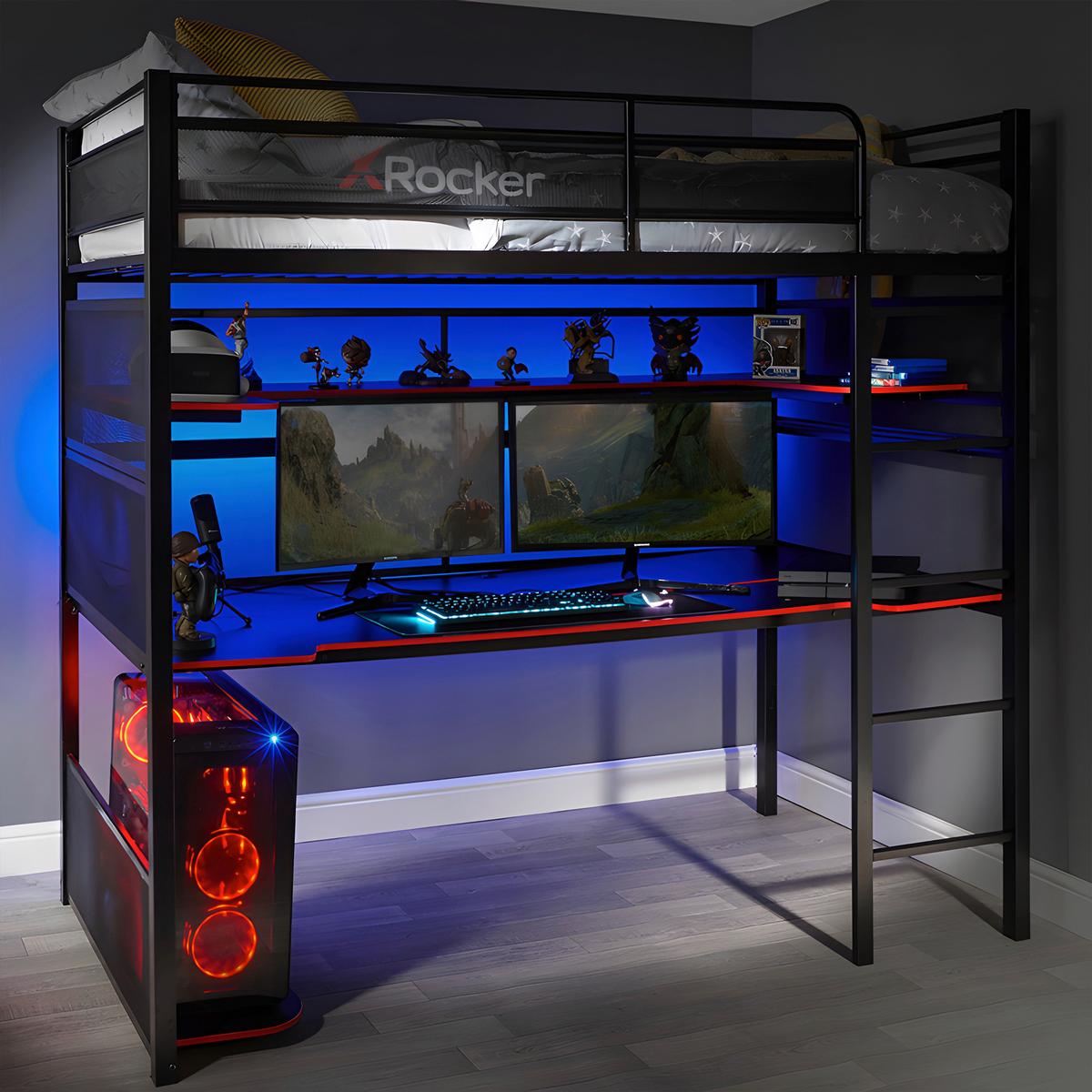 Hochbett Schwarz, Lf: 90x190 Cm - Schwarz, MODERN, Metall (90/190cm) - X Rocker