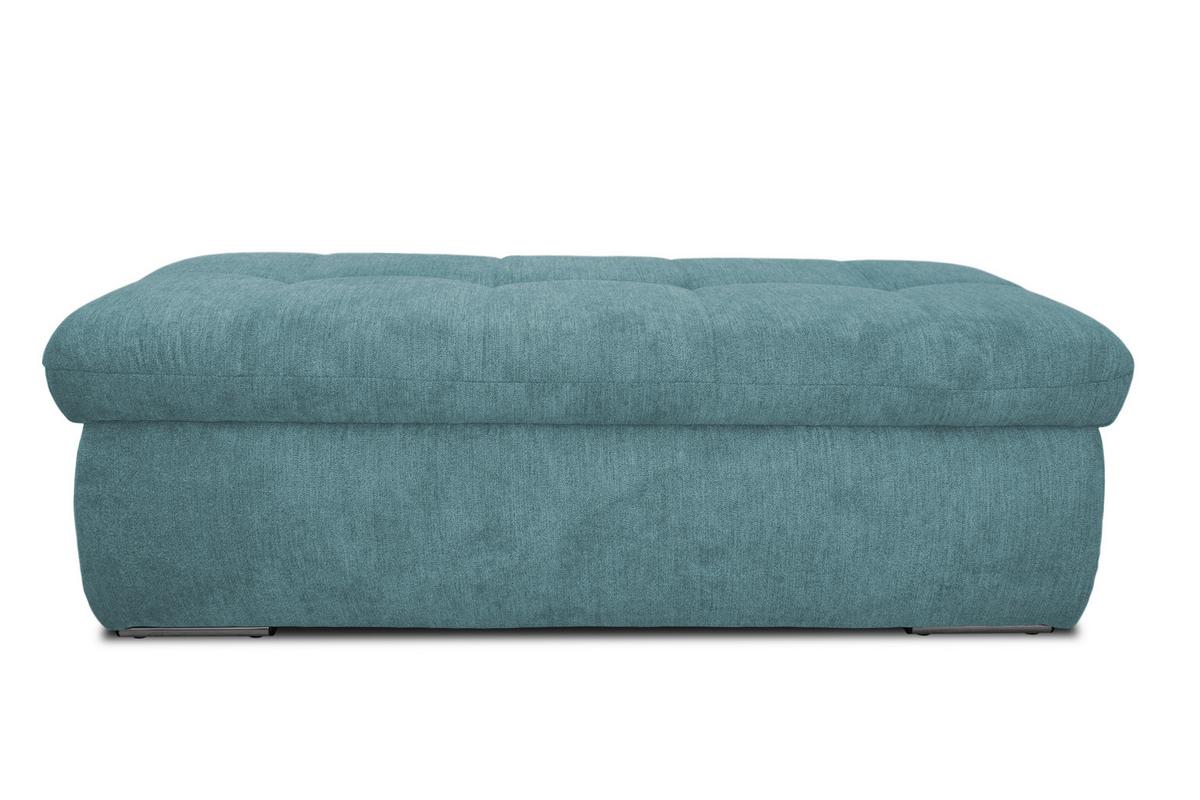 Hockerbank Moric Mikrofaser Petrol H: 43 cm inkl. Stauraum - Chromfarben/Petrol, KONVENTIONELL, Textil (136/43/64cm) - MID.YOU