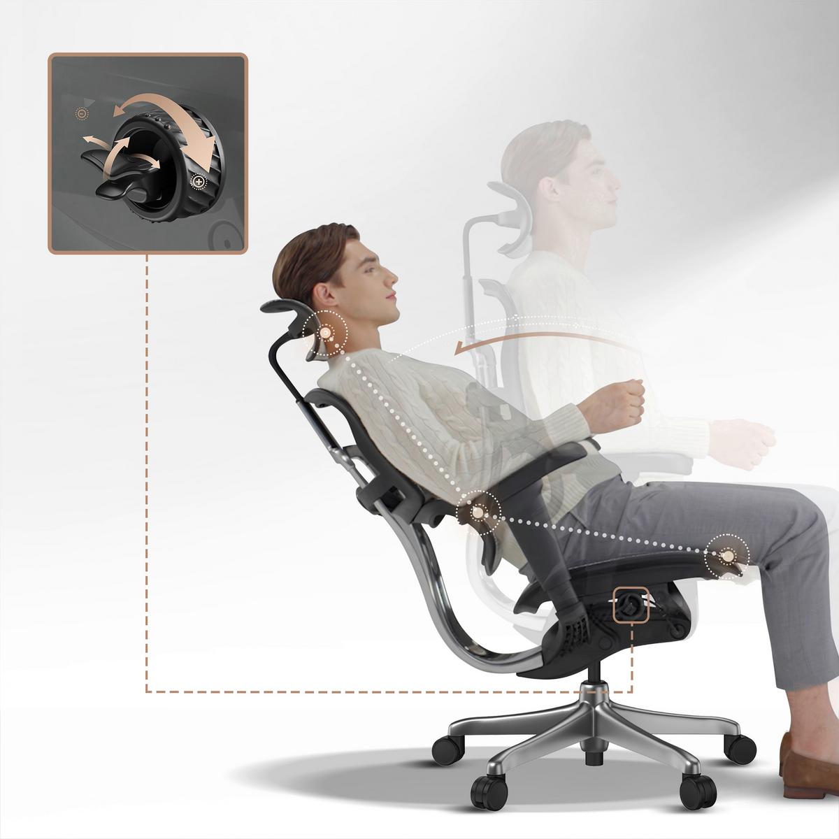 Drehstuhl Ergohuman Signature Schwarz B: 69 cm - Schwarz, MODERN, Kunststoff/Textil (69/119 - 138/65cm) - MID.YOU