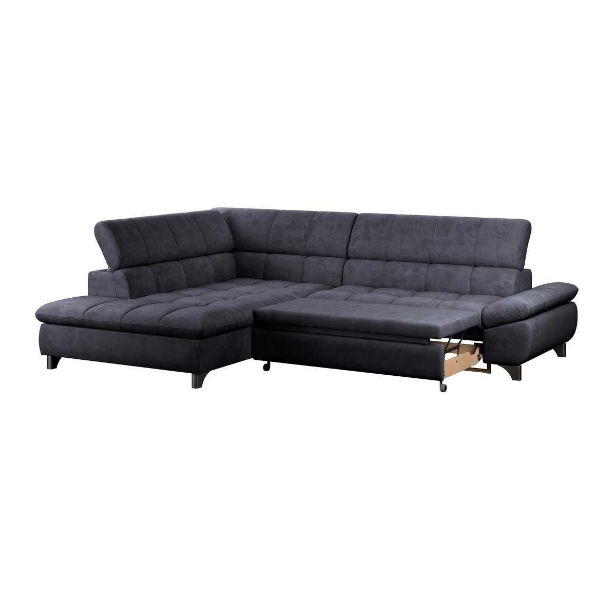 Eckbank Gemini Dunkelgrau, B: 234cm - Chromfarben/Dunkelblau, KONVENTIONELL, Textil (234/312cm)