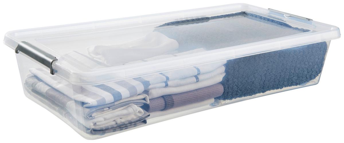 Unterbettroller Mit Deckel Mila 35l, 76x39x16,5 Cm - Transparent/Schwarz, Basics, Kunststoff (76/39/16,5cm) - Homezone